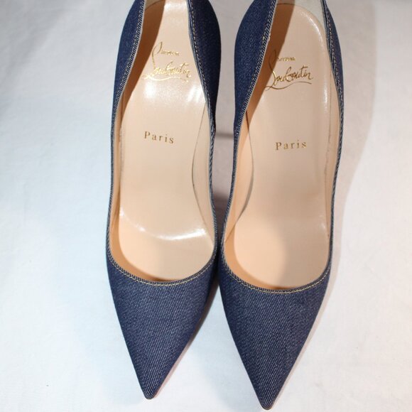 NWOB Christian Louboutin So Kate Denim Red Bottom Soles Pumps Heels 39.5 - Picture 2 of 6